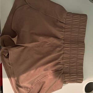 Women's Tan Elastic Waist Shorts